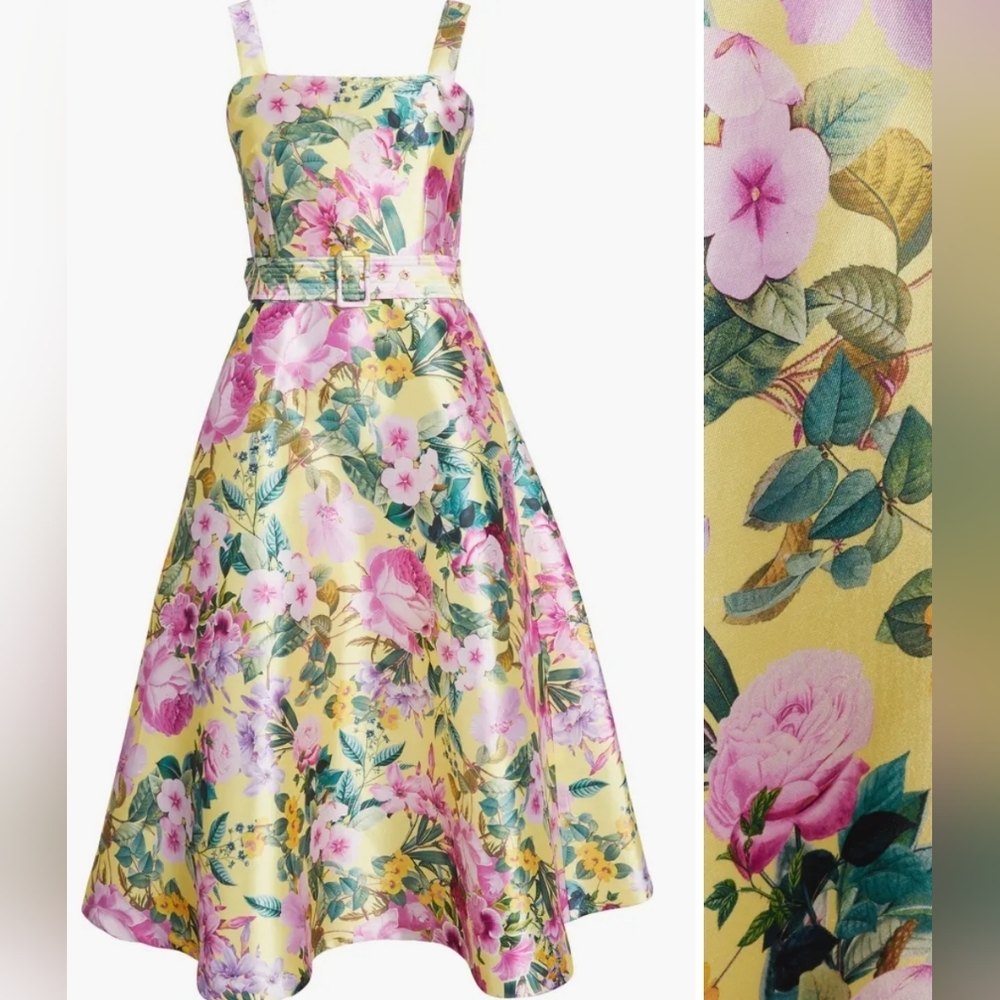 Julia Jordan-Floral Yellow Women's Dress Size 14